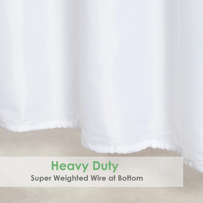 WellColor White Shower Curtain Liner 72 x 74 Inches Long, Water Repellent Polyester Bathroom Fabric Shower Curtains for Spa and Hotel Quality, Machine Washable - Image 5
